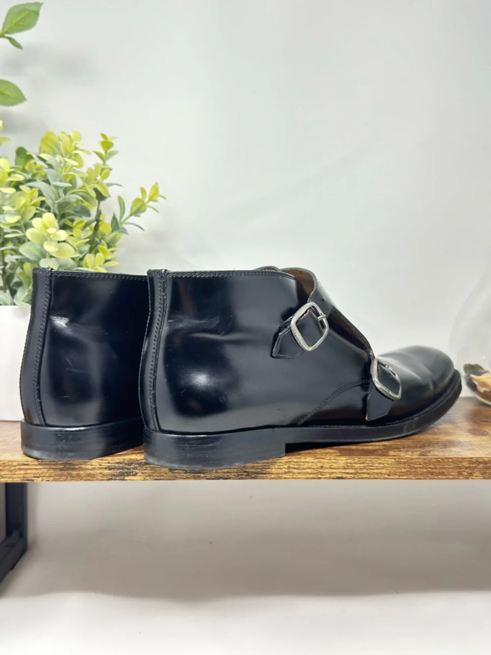Jimmy Choo Men's Black Double Monk Strap‎ Leather Shoes Size 42 Italian USA 9